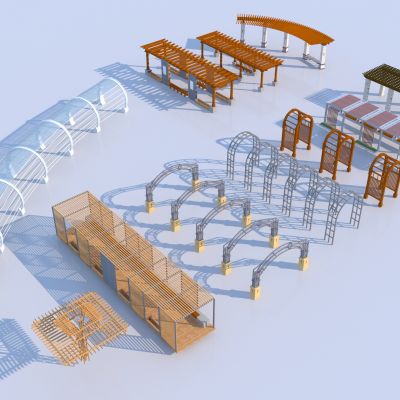 现代廊架 花拱门组合