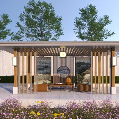 新中式亭子廊架  