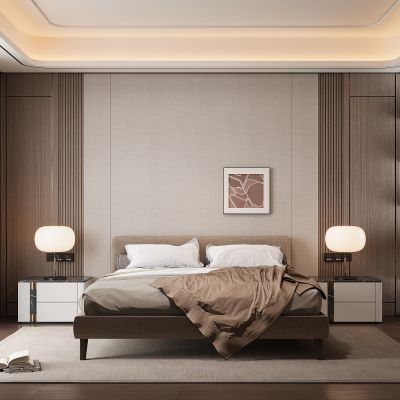 现代卧室 无主灯卧室 