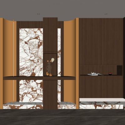 意式 轻奢风 奢石 弧形造型 端景柜 玄关