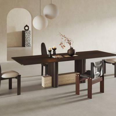 侘寂复古餐桌椅 长桌 实木餐桌椅 成品餐桌椅