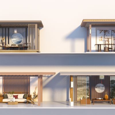 新中式廊架 亭子组合