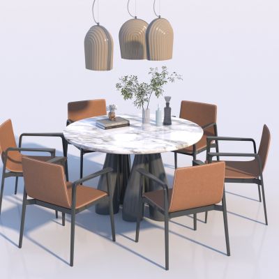 现代圆形餐桌椅