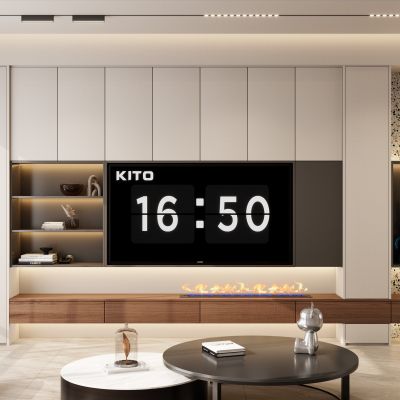 意式 轻奢风 内嵌电视 满墙柜 火焰壁炉 电视玄关一体柜