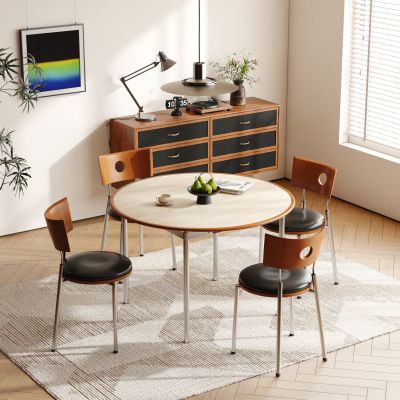 现代中古餐桌椅 圆餐桌椅 实木圆餐桌 实木餐边柜 圆休闲桌椅