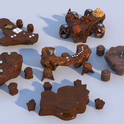 新中式树根茶桌椅