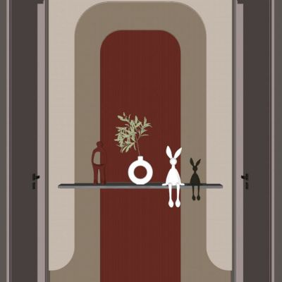 意式 轻奢风 奢石 弧形造型 端景柜 玄关