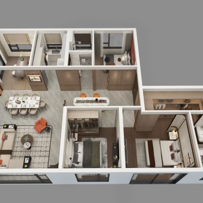 现代家装样板间鸟瞰图