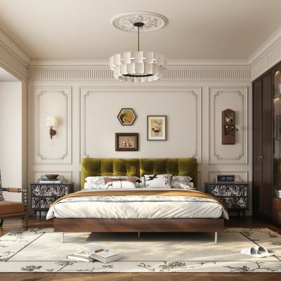 法式简欧家居卧室 主卧 高级灰卧室 法式双人床