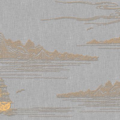 高清新中式亭台楼阁线条肌理背景墙壁画