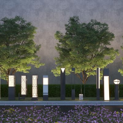 现代草坪灯组合