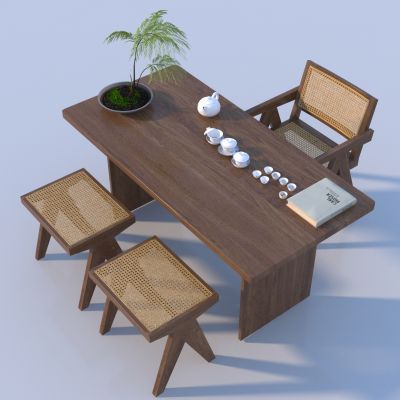 新中式实木茶桌椅组合