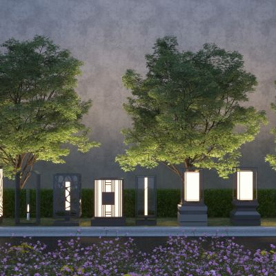 现代草坪灯组合