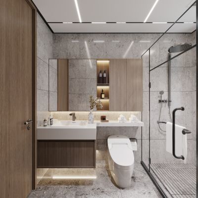 现代原木风卫生间