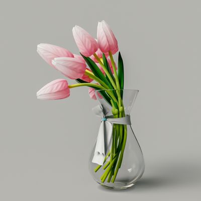 现代玫瑰花苞插花玻璃花瓶3D模型