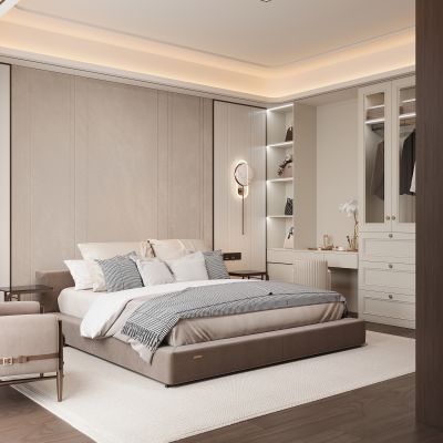 现代家居卧室 无主灯主卧 