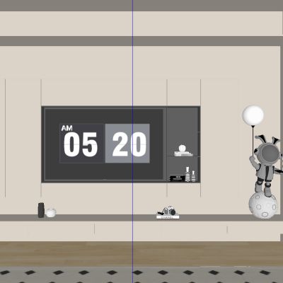 现代奶油风电视柜背景墙