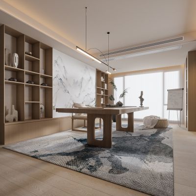 现代书房 无主灯书房 书柜组合 书桌组合 饰品摆件