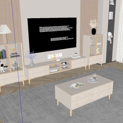 现代奶油风电视柜背景墙