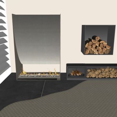 壁炉背景墙 现代壁炉 柴火 电子壁炉