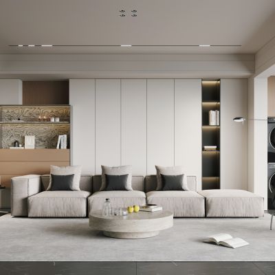 现代极简家居客厅 横厅 高级灰客厅 无主灯客厅 大平层客厅