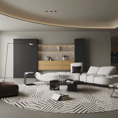 现代极简家居客厅 横厅 高级灰客厅 无主灯客厅 大平层