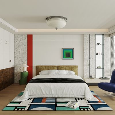 现代中古家居卧室 包豪斯卧室 主卧 飘窗卧室 高级灰卧室