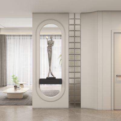 现代奶油风玄关过道 隔断