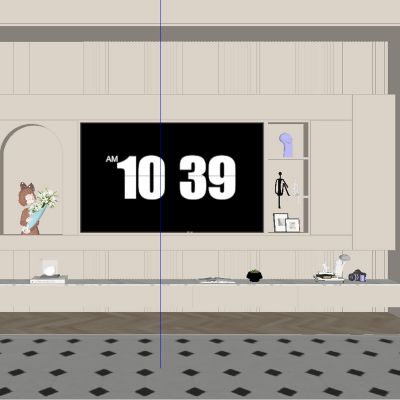 现代奶油风电视柜背景墙