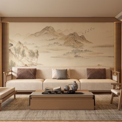 新中式宋式客厅 沙发