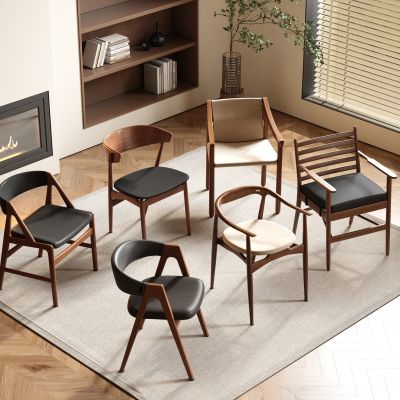 现代复古休闲椅 书椅 实木单椅 餐椅