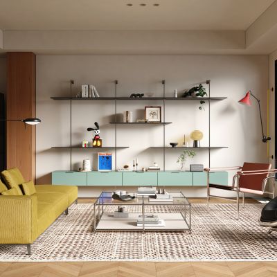 现代复古包豪斯客厅 巴豪斯客厅 横厅 小户型