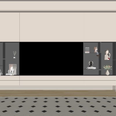 现代奶油风电视柜背景墙