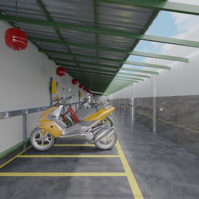 现代电动车充电棚3D模型
