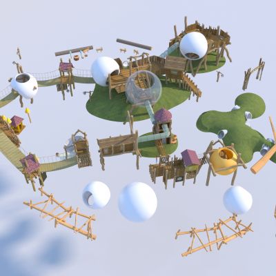 现代儿童滑梯木制滑梯 