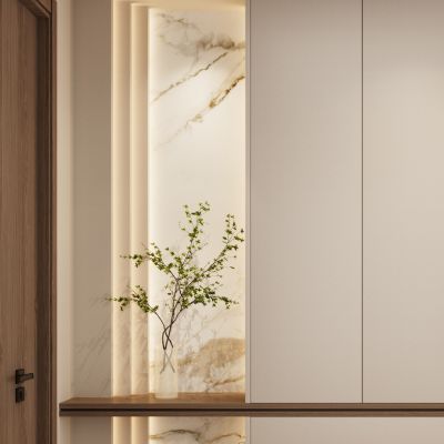 意式 奶油风 斯卡帕叠级 奢石 端景柜 玄关