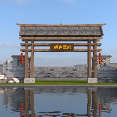 新中式乡村入口大门