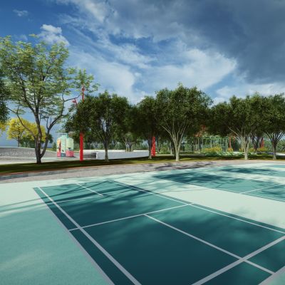 现代市政体育运动公园沿街市民健身广场景观街头口袋景观带公园