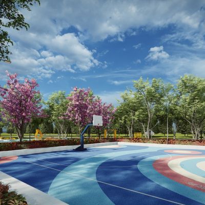 现代市政体育运动公园沿街市民健身广场景观街头口袋景观带公园