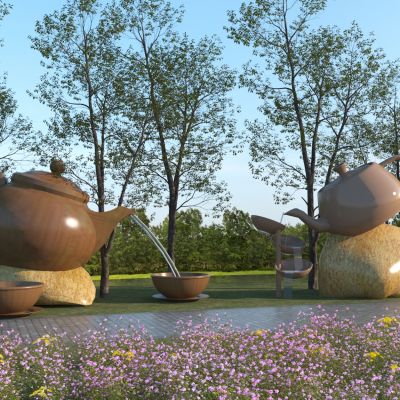 现代 茶壶茶具雕塑 