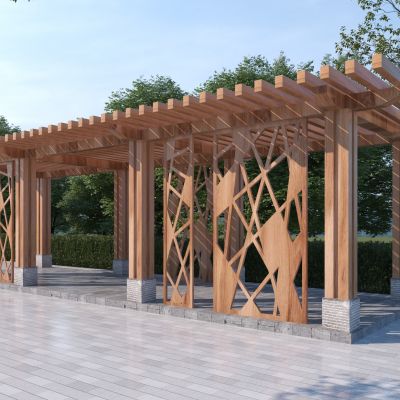 新中式木廊架 