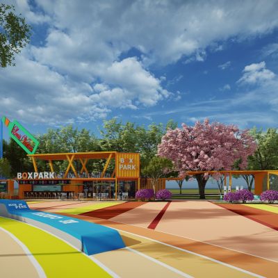 现代市政体育运动公园沿街市民健身广场景观街头口袋景观带公园