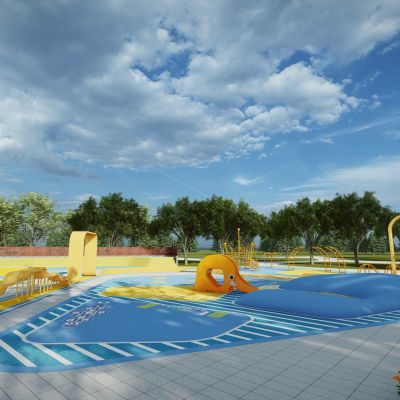 现代市政体育运动公园沿街市民健身广场景观街头口袋景观带公园