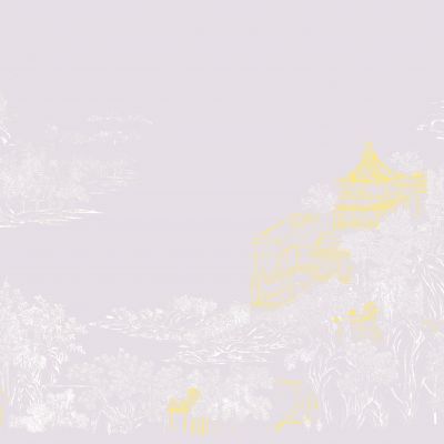 高清新中式亭台楼阁线条肌理背景墙壁画