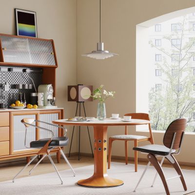 中古复古餐桌椅 圆餐桌椅 实木圆餐桌 实木餐边柜 中古风餐椅