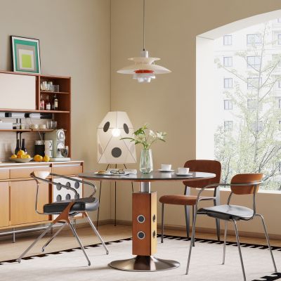 现代复古餐桌椅 圆餐桌椅 实木餐边柜 实木餐桌椅