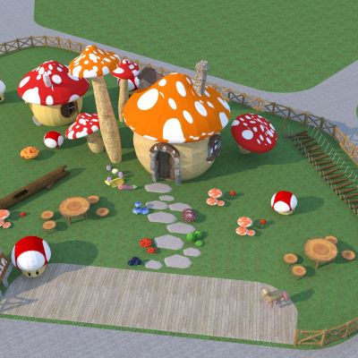 现代蘑菇主题游乐公园 蘑菇屋 儿童游乐公园