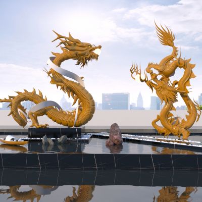 现代巨龙雕塑小品 