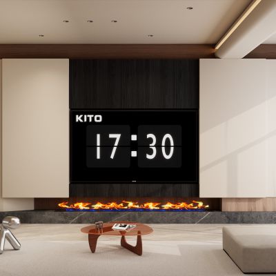 意式 中古风 内嵌电视 几何造型 火焰壁炉 造型地柜 电视墙SU模型