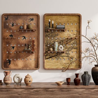 现代复古侘寂中古风挂画墙饰装饰画组合